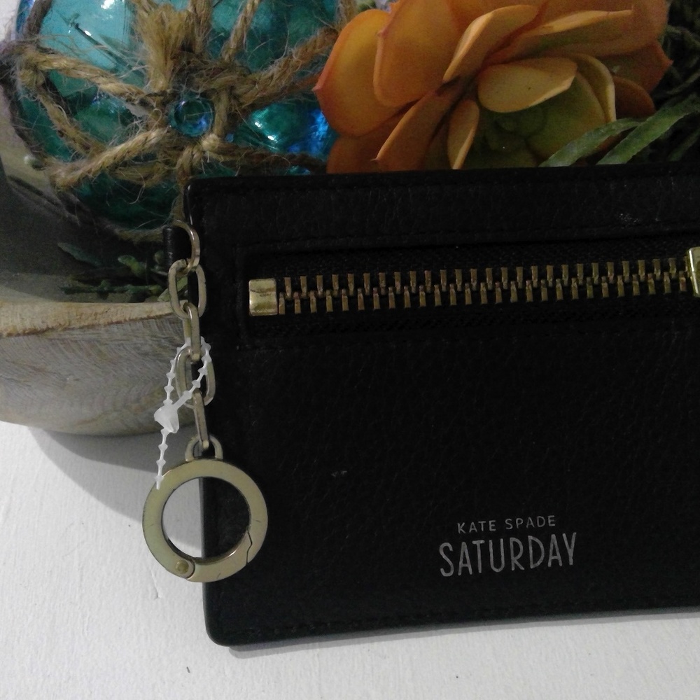 Kate Spade Saturday Black Leather Card Wallet - Gem